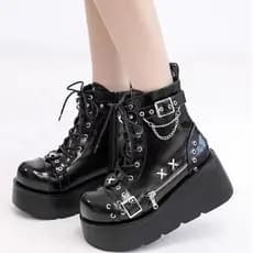 Nightwalker Original martin botas menina quente de sola grossa dedo do pé redondo legal botas curtas fivela rendas decor