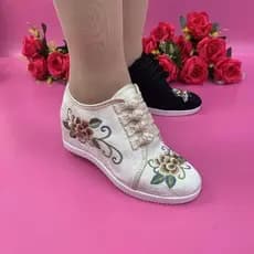 Sapatos Bordados ZEAY , Tecido Tradicional De Pequim , Sola Grossa Para Mulheres Com Aumento De Altura , Casual E Elegan