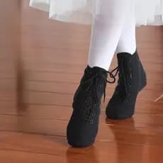 Sapatos De Lona Jazz Dança Macios Pretos/Vermelhos Para Meninos Puxar Cadarços De Ioga Crianças