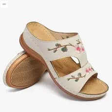 Feminino Flor Bordado Vintage Casual Sandálias De Cunha Sapato Completo SizeWomenFlower VintageCasual Sandálias2021 Novo