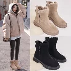 Botas de neve femininas na moda 2026 inverno novo estilo Mid-Tube velo engrossado sapatos de algodão quente pele integra