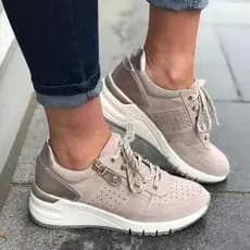 2026 novo estilo plus size 35-43 moda Casual sapatos femininos sapatos esportivos rendas de sola grossa plus size sapato