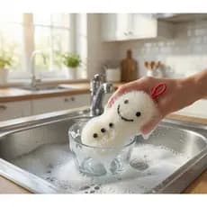 [cleanlife] Esponja De Boneco De Neve , Branca , Conjunto De 5/Design Adorável/100 % Genuíno Por [JOMI_KOREA]