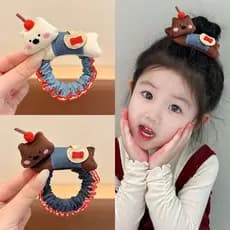Elástico de Cabelo Infantil com Cachorrinho, Faixa Fofa para Coque e Rabo de Cavalo
