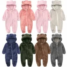 Macacão de Flanela para Bebê para o Inverno, Unissex, com Capuz e Orelhas de Urso, Pés Fechados, Reforçado para Aquecer,