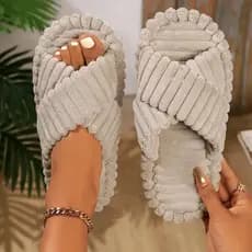 Chinelos femininos para outono e inverno, disponíveis em 5 cores, confortáveis e casuais.