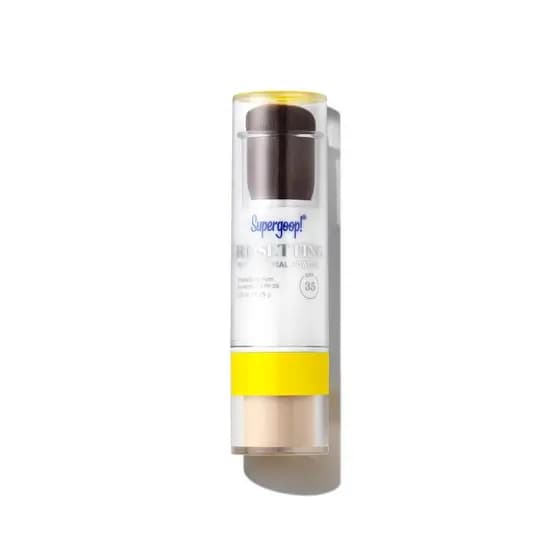 Super Goop! (Re) setting Pó Facial FPS 35 - Protetor Solar Mineral de Amplo Espectro - 0,15 oz - Controle de Brilho, Aca