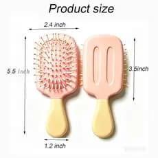 Mini Escova de Cabelo Úmida, Pequeno Pente de Cabelo Fofo, Conjunto de 2 Peças de Escova e Pente de Cabelo em Forma de S