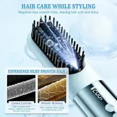 Escova Alisadora Portátil, Alisador de Cabelo Sem Fio, Escova Alisadora com Ar Frio - Automática, Estilização Suave, Ali