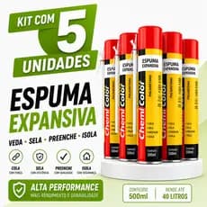 Kit Com 5 Espuma Expansiva Chemicolor 500ml PU Vedação Isolamento espuma para vedação espuma expansiva portas e janelas