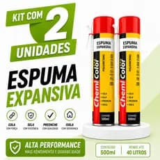 Kit Com 2 Espuma Expansiva Chemicolor 500ml PU Vedação Isolamento espuma para vedação, espuma expansiva portas e janelas