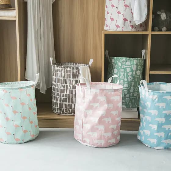 [Estoque pronto] Cesto de roupas sujas simples estilo nórdico Cesto de armazenamento de tecido Cesto de roupa suja para