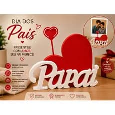 Porta Foto Papai Dia dos Pais | Presente Criativo para Pai | Decoração em Impressão 3D | Porta Retrato Decorativo