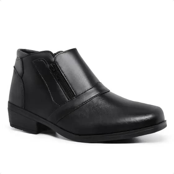 Bota Social Masculina Coturno Casual Cano Médio Brilhante Couro Nobre com Zíper Lateral Preto e Café Pronta Entrega