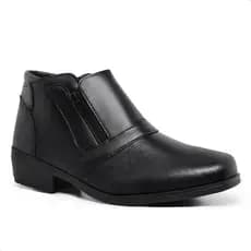 Bota Social Masculina Coturno Casual Cano Médio Brilhante Couro Nobre com Zíper Lateral Preto e Café Pronta Entrega