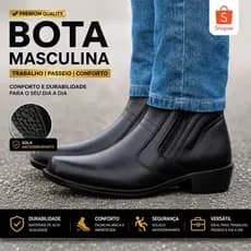Bota Social Masculina Zíper Lateral Alta Durabilidade Forro Macio Acabamento Premium
