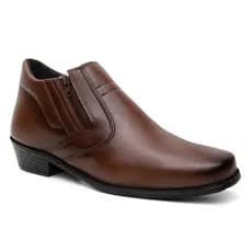 Bota Botina social Masculina ziper Preta e Café