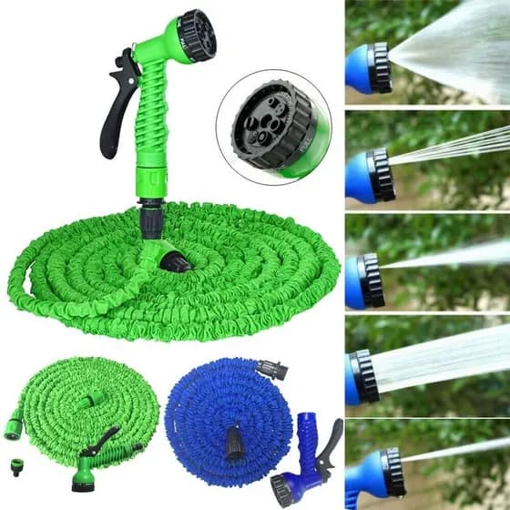 Tubo retrátil reforçado para jardim, comprimento longo, de 15 a 30 metros, com ligação rápida