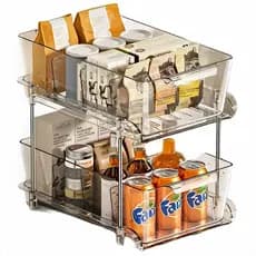 Organizador com Gaveta Deslizante Duas Camadas Acrílico Transparente para Cosméticos, Snacks e Bebidas Estilo INS