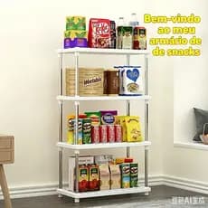 Estante Organizadora 4 Níveis Multiuso Plástico Aço Inoxidável para Cozinha Quarto Escritório