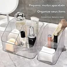 Organizador de Maquiagem de Acrílico Transparente - Multifuncional, Portátil e Durável