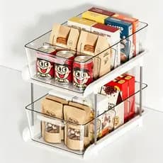 Organizador com Gaveta Deslizante Duas Camadas Cor Leite Multiuso para Cosméticos e Snacks Estilo INS