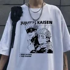 Camiseta Anime Jujutsu Kaizen Gojo Yuji Camisa Masculina Blusinha Feminina Manga Curta