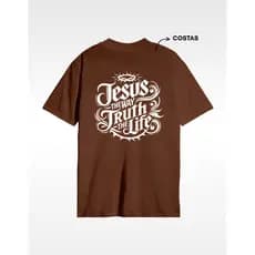Camiseta Estampa nas Costas 100% Algodão Jesus The Way