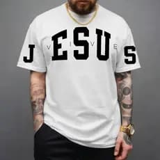 Camiseta Masculina Jesus Vive Moda Evangélica Jovem Camisa 100% Algodão