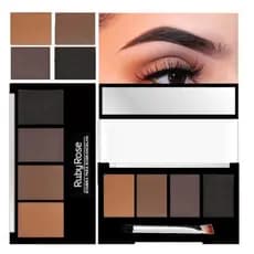 Kit1-2 pcs Trio de Sombra para Sobrancelha Ruby Rose com Primer/Pincel Duplo e Espelho