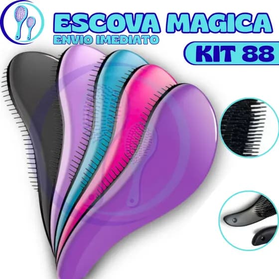 Kit 88 - Escovas Mágicas pra cabelo - Anti Frizz - De Desembaraçar Cabelo - Escova Cabelo