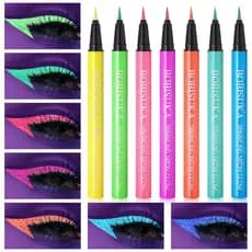Conjunto de Delineadores Líquidos com Glitter BOBISUKAUV, delineador neon com glitter de 7 cores, delineador gráfico vib