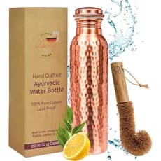 Garrafa de água de cobre AlphaLivingHome 32 onças extra grande, garrafa de água de cobre verdadeiro, garrafa de água pot