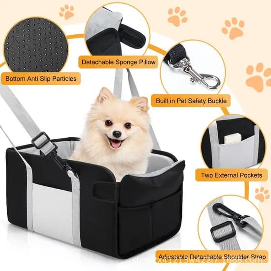 Console central assento de carro para cachorro assento de carro removível para animais de estimação com placa de apoio c