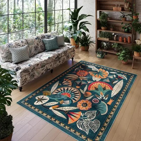 [Novo produto] American Flower Retro Sala de estar Tapete Quarto Cobertor de cabeceira antiderrapante Resistente ao desg