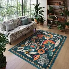 [Novo produto] American Flower Retro Sala de estar Tapete Quarto Cobertor de cabeceira antiderrapante Resistente ao desg