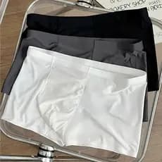 6.000 cintura pequena roupa interior de seda gelo fina cintura média cuecas boxer de seda gelo respirável cuecas boxer m