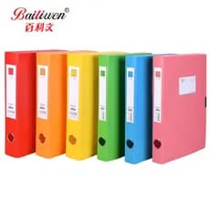 Bailiwen Caixa de arquivo colorida Caixa de arquivo Caixa de arquivo de plástico Caixa de armazenamento de pasta Materia