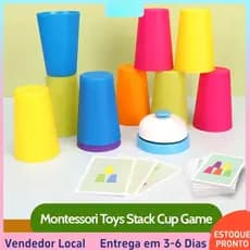 Jogo de encaixe de copos Montessori, inclui cartas, reconhecimento de cores, treinamento de lógica, brinquedo educativo