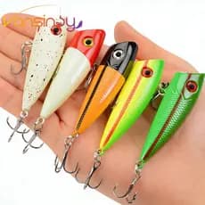 1 isca de pesca luminosa de 6cm/6.3g, tipo popper crankbait, isca de superfície tipo pencil, adequada para robalos e tru