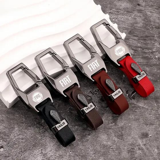 Chaveiro de couro em liga de zinco para carros Fiat, com design criativo anti-perda, adequado para modelos como Stilo, P