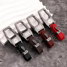 Chaveiro de couro em liga de zinco para carros Fiat, com design criativo anti-perda, adequado para modelos como Stilo, P