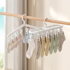Rack de secagem dobrável, rack de secagem de meias domésticas, clipe à prova de vento, cabide multifuncional, roupa ínti