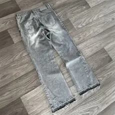 Calças Jeans Y2K Retro com Padrão de Dólar em Cores Claras, Bordadas e com Patchwork, Estilo Street Hip-hop, Corte Solto