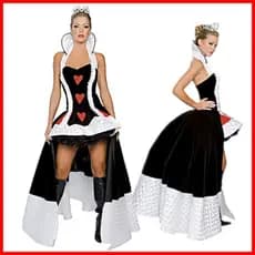 Fantasia de Alice no País das Maravilhas para Mulheres Adultas, Traje de Cosplay da Rainha de Copas, Vestido de Festa NJ