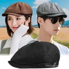 Novo boné octogonal masculino para primavera e verão, boné fino de linho respirável, boina casual vintage, boné de pinto