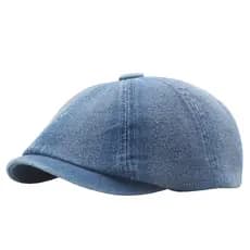 Boné de jornaleiro em denim lavado, boina artística para homens e mulheres, estilo retrô japonês, versátil chapéu de pin