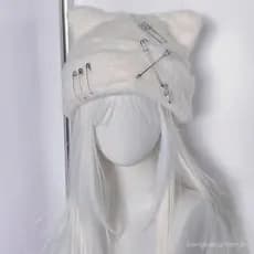 Novo gorro de inverno artesanal com orelhas de gato, gorro estilo subcultura punk com orelhas de gatinho, pelúcia person