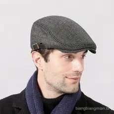 Novo chapéu masculino estilo duckbill para outono e inverno, boina de lã, estilo retrô britânico, boné quente para pesso
