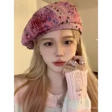 Nova boina rosa coreana, estilo vintage de outono e inverno, para mulheres, elegante e sofisticada, para circunferências
